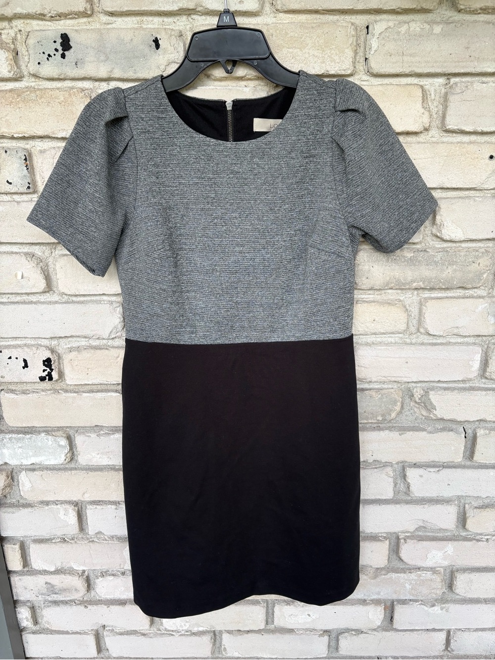 LOFT Petites Grey and Black Two-Tone Sheath Dress. NWT